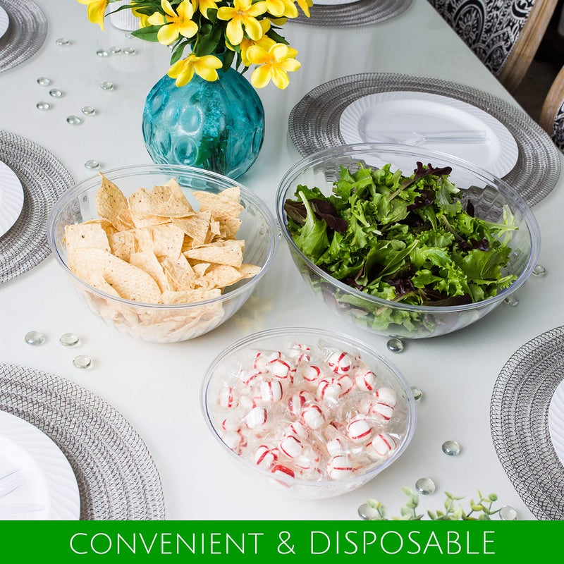PLASTICPRO Disposable 96 Ounce Round Crystal Clear Plastic Serving Bowls, Party Snack or Salad Bowl, Chip Bowls, Snack Bowls, Candy Dish, Salad Container Pack of 4 - Image 4